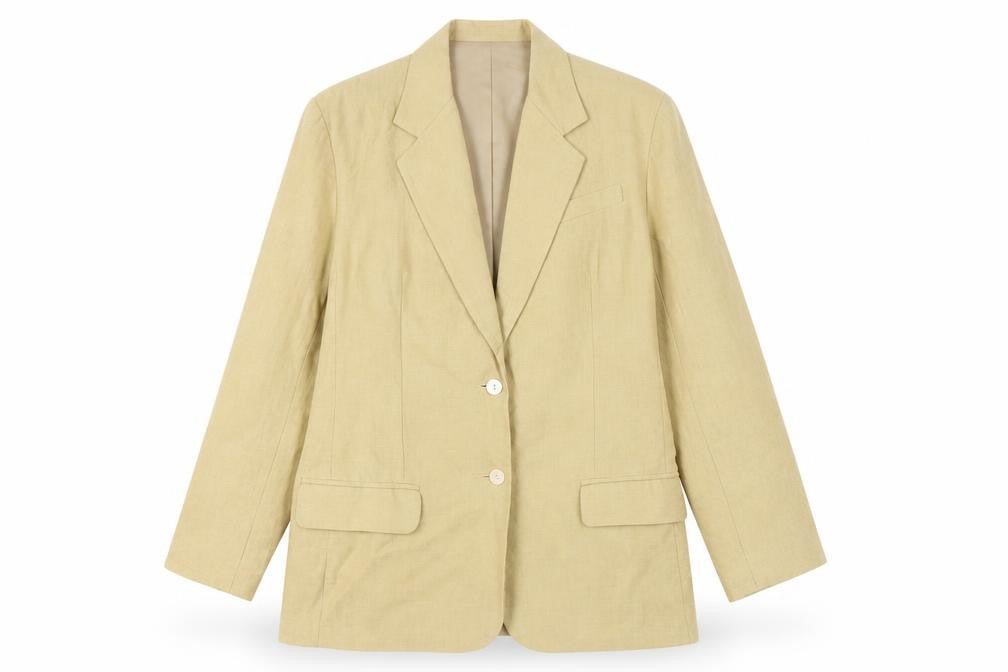 Front view of Gap Women's Beige Blazer M Regular Casual