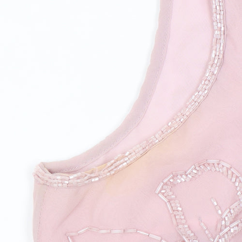 Monsoon Women's Pink Beaded Silk Tank Top Size 14
