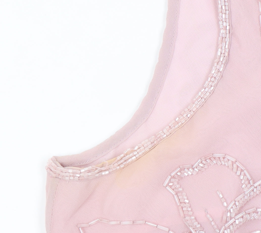 Monsoon Women's Pink Beaded Silk Tank Top Size 14