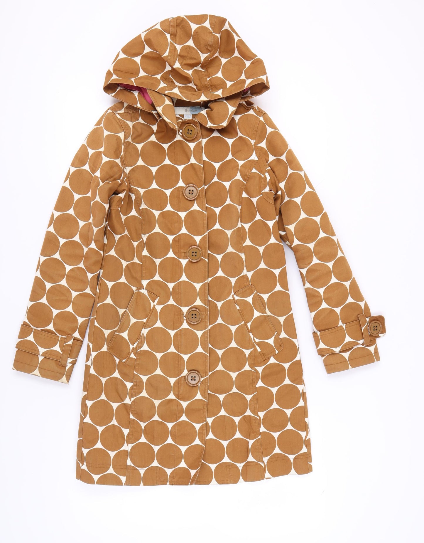 Boden Women's Brown Polka Dot Rain Coat Size 6R