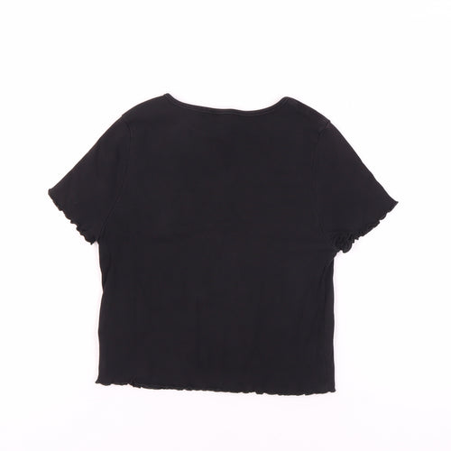 New Look Women's Black Cropped T-Shirt UK 12