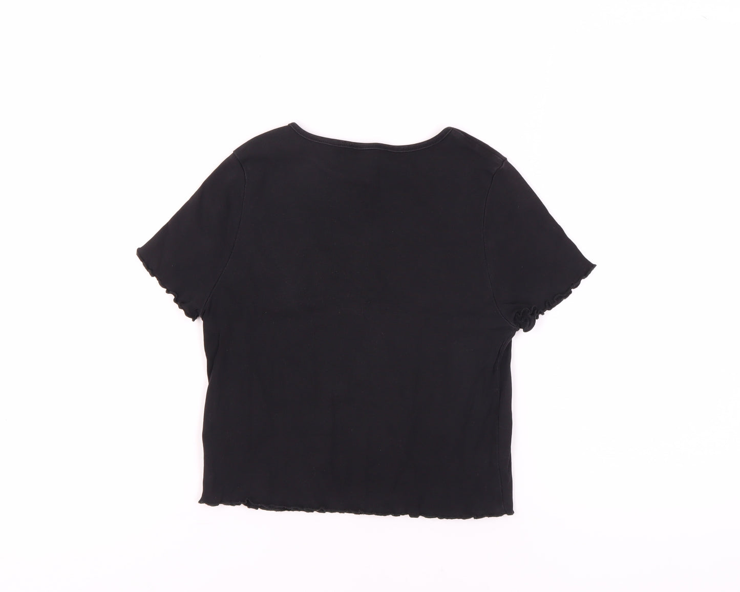 New Look Women's Black Cropped T-Shirt UK 12