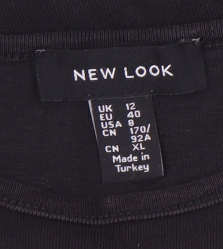 New Look Women's Black Cropped T-Shirt UK 12