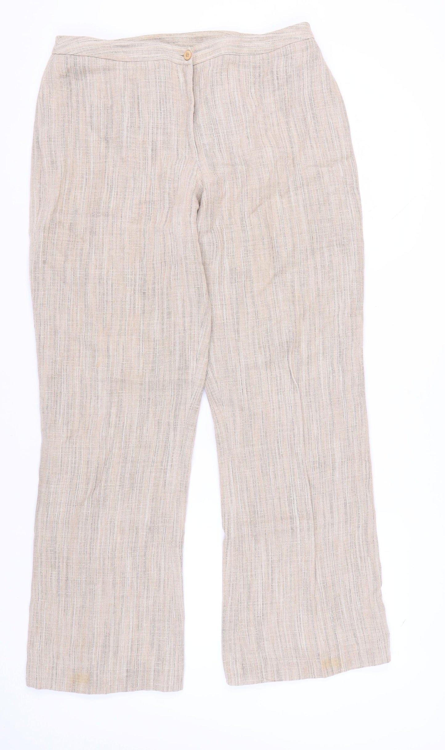 PhaseEight Women Beige Linen Trousers Size 16