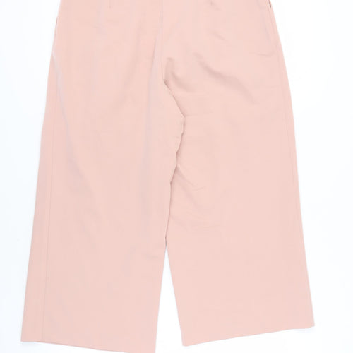 ASOS Women's Pink Belted Wide-Leg Trousers Size 12