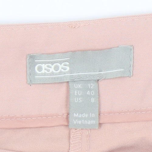 ASOS Women's Pink Belted Wide-Leg Trousers Size 12
