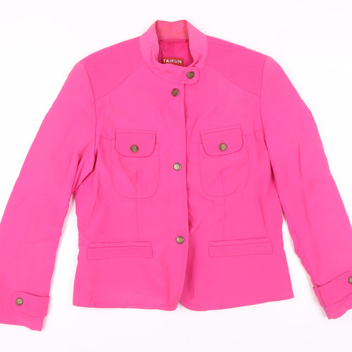 TAIFUN Women's Pink Button-Up Jacket Size 16