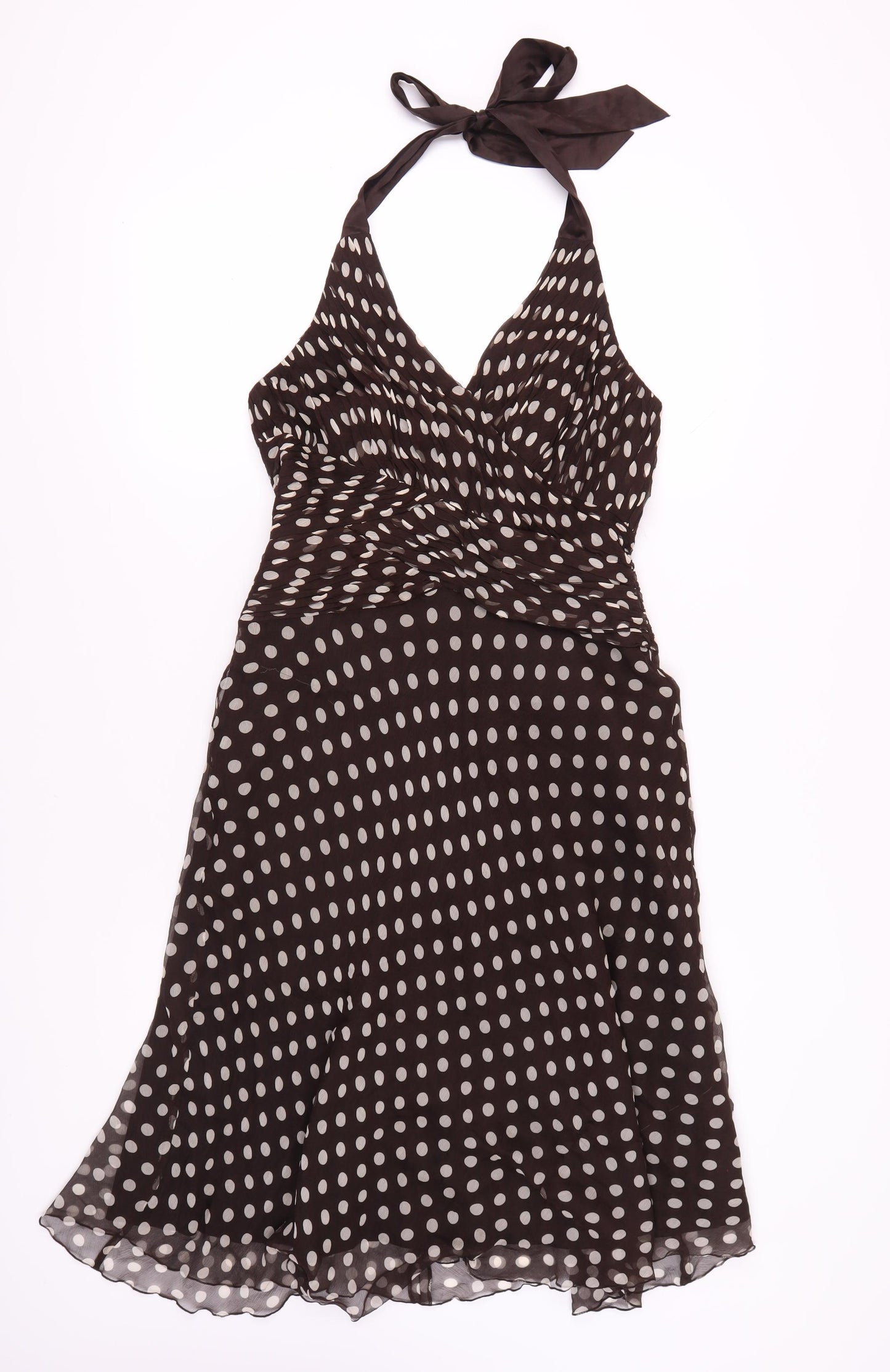 Phase Eight Women's Brown Polka Dot Halter Dress