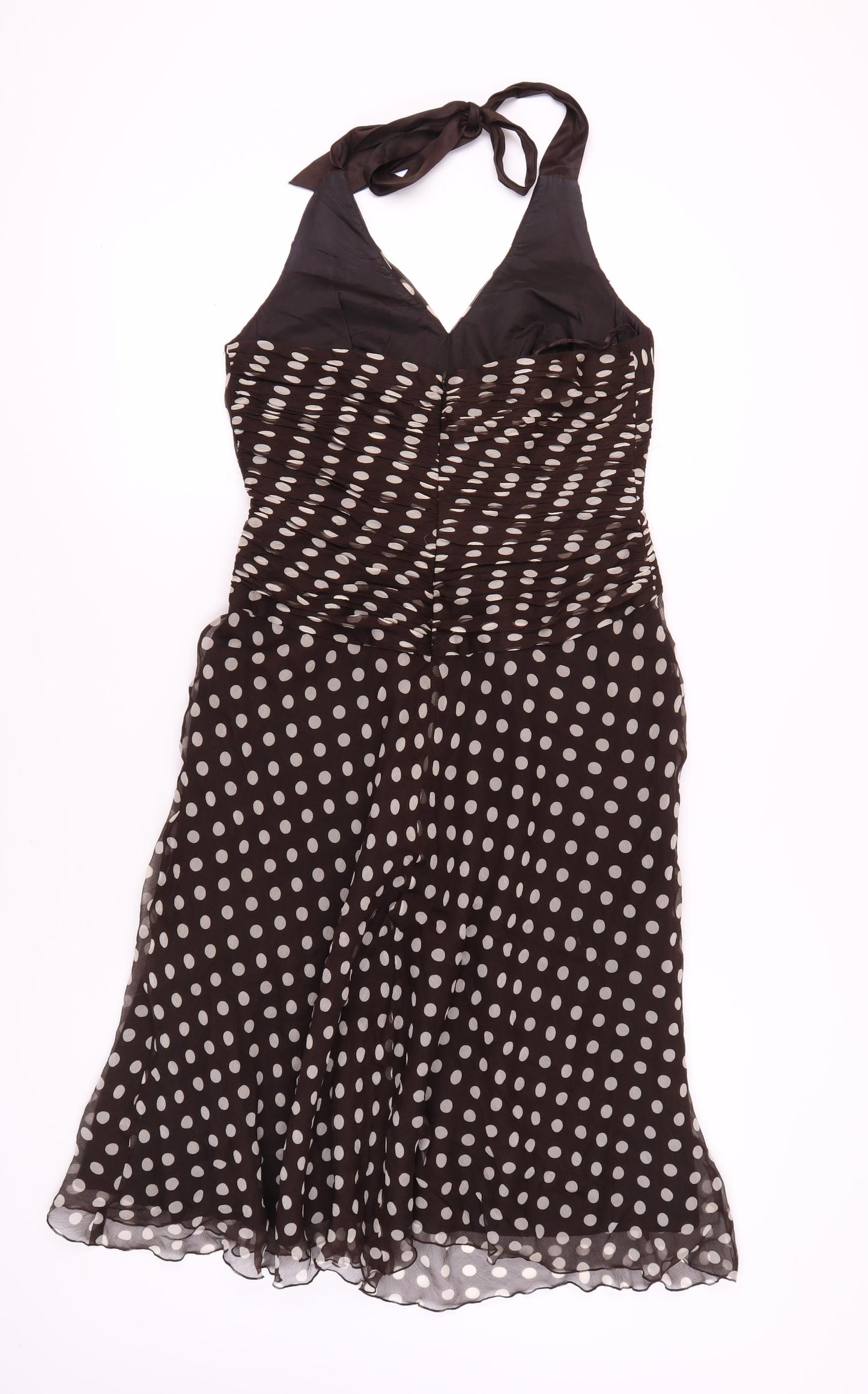 Phase Eight Women's Brown Polka Dot Halter Dress
