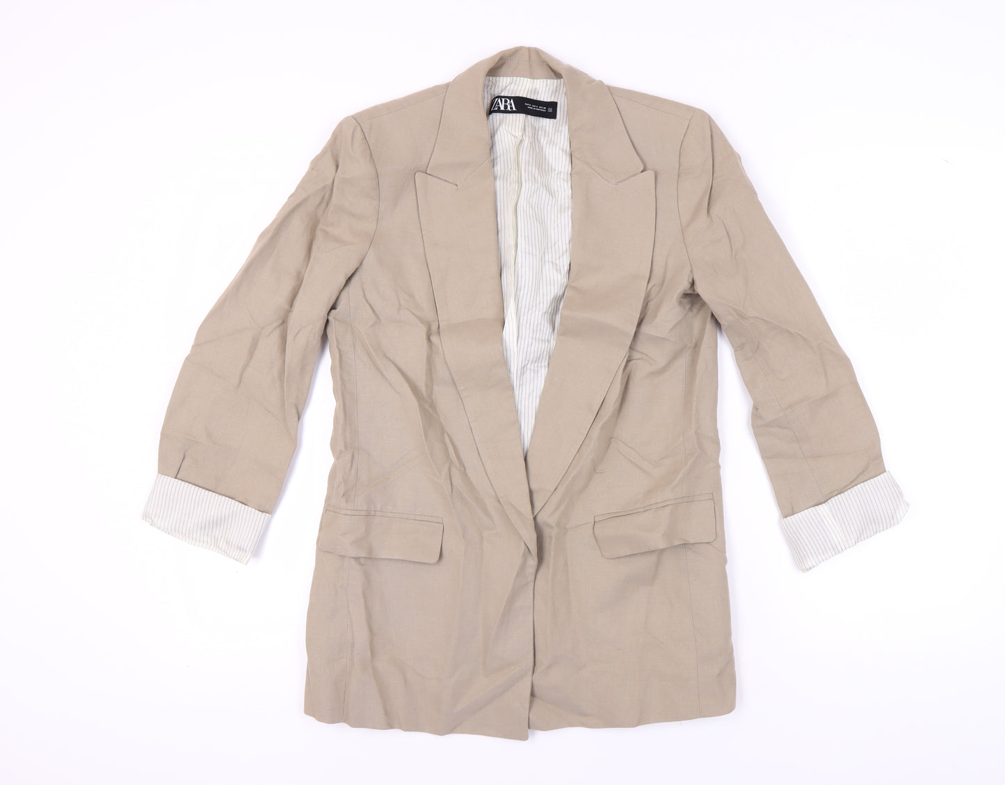 Zara Women's Beige Blazer, Size 5, Lined, Very Good Condition