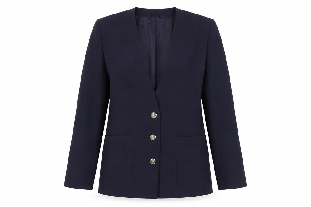 Front view of C&A Women's Blue Suit Jacket, size 14, - Elegant Blazer