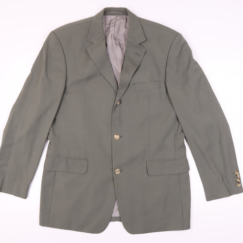 Hugo Boss Men's Green Wool Blazer Size 40, Classic Style