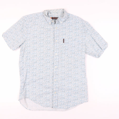Ben Sherman Men's Blue Floral Short Sleeve Shirt S