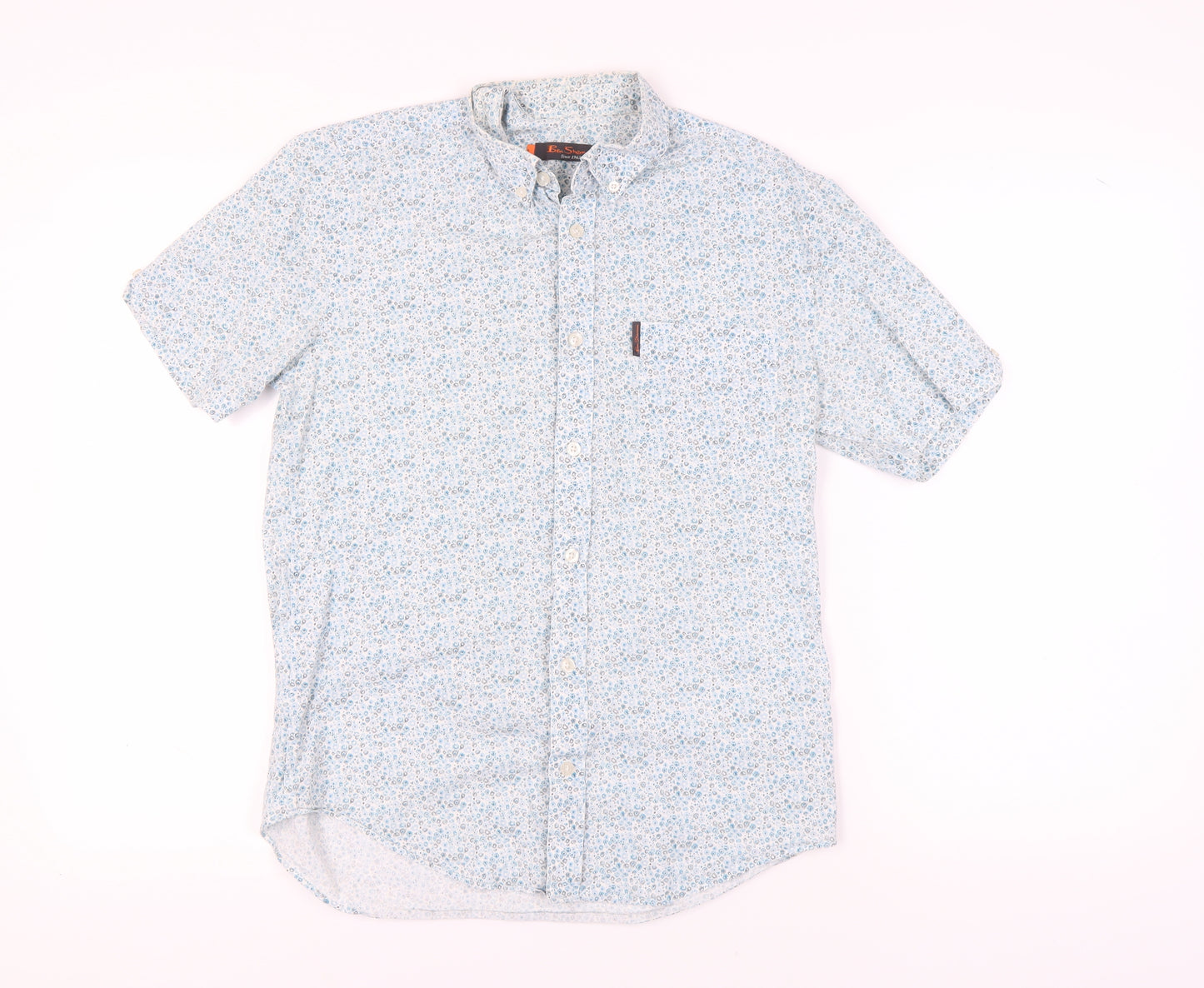 Ben Sherman Men's Blue Floral Short Sleeve Shirt S