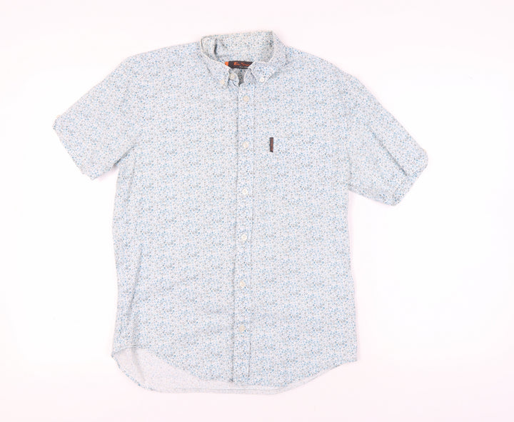 Ben Sherman Men's Blue Floral Short Sleeve Shirt S