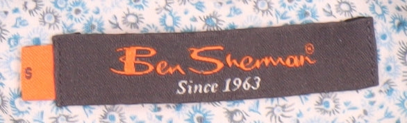 Ben Sherman Men's Blue Floral Short Sleeve Shirt S