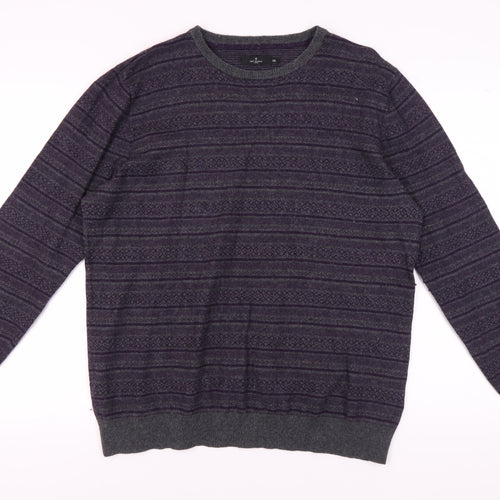 Jeff Banks Men's Purple Geometric Knit Jumper 2XL