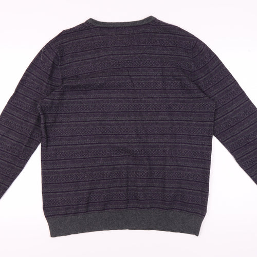Jeff Banks Men's Purple Geometric Knit Jumper 2XL