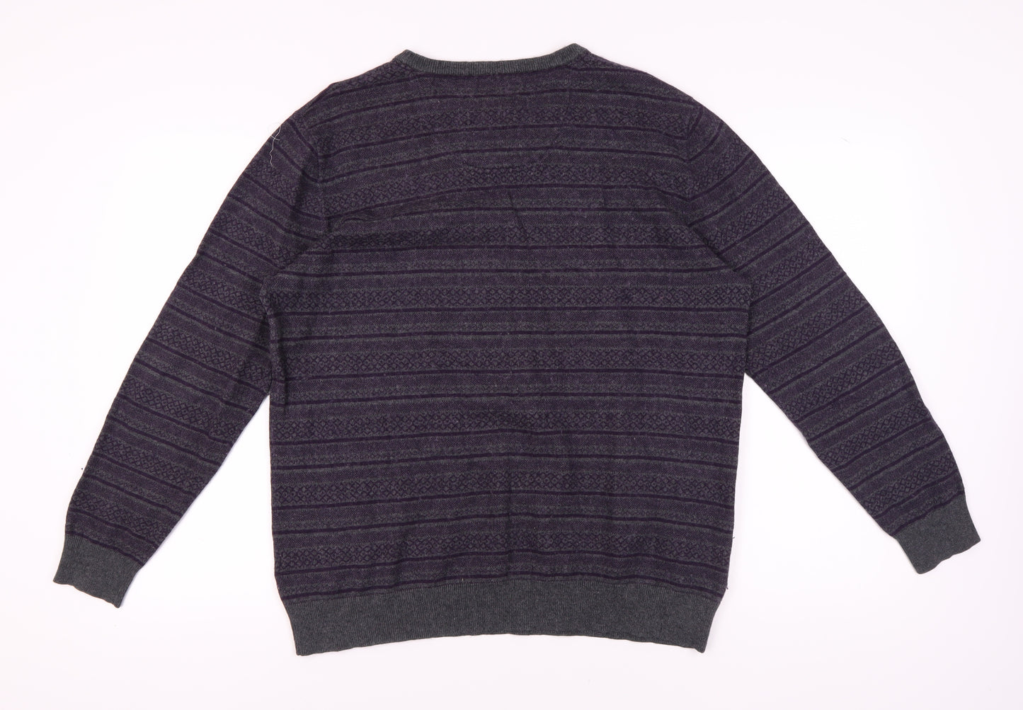 Jeff Banks Men's Purple Geometric Knit Jumper 2XL