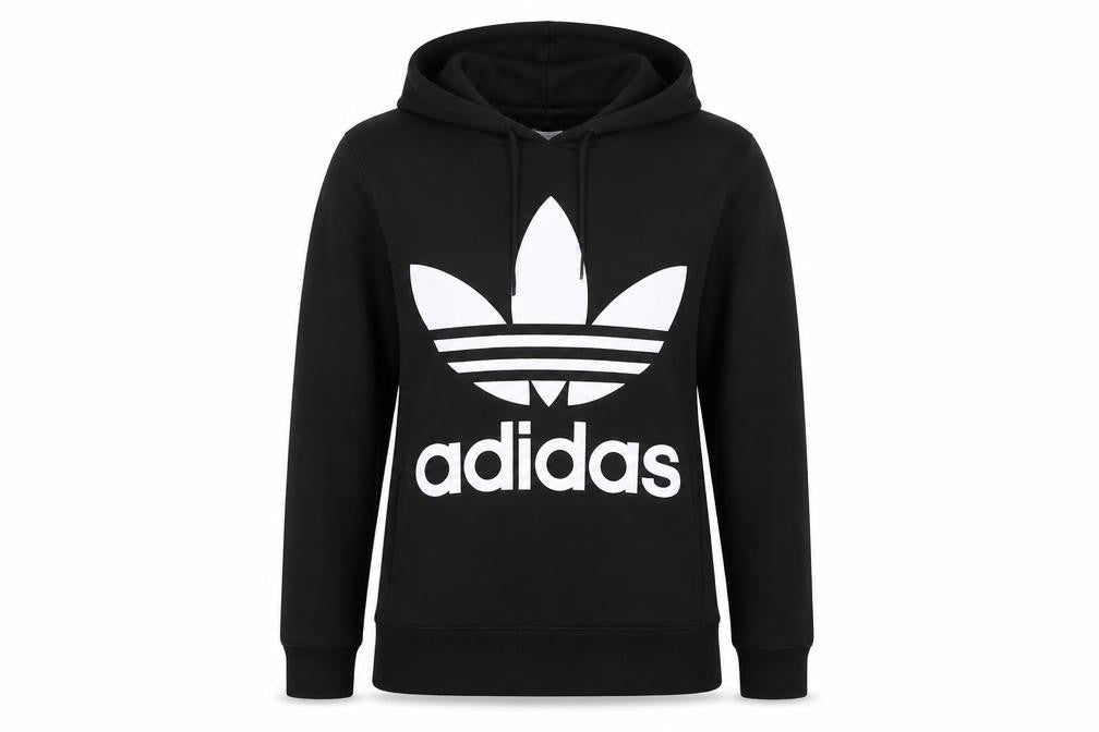 Front view of Adidas Women's Black Logo Pullover Hoodie, size 8
