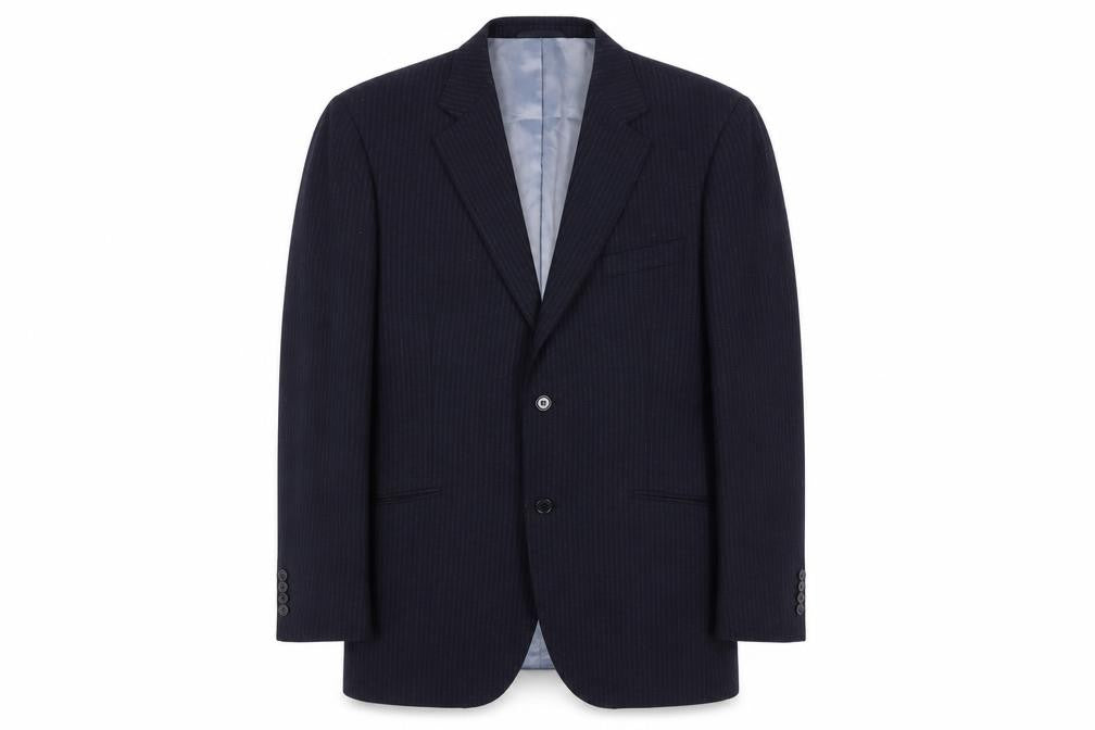Front view of Austin Reed Men's Blue Striped Blazer Jacket M Long