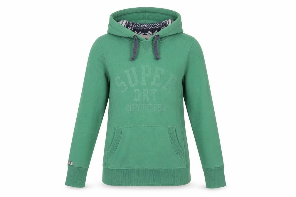 Front view of Superdry Women's Green XS Pullover Hoodie