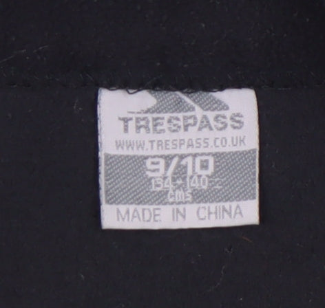 Trespass Boys Black Basic Jacket, Size 9-10, Full Zip