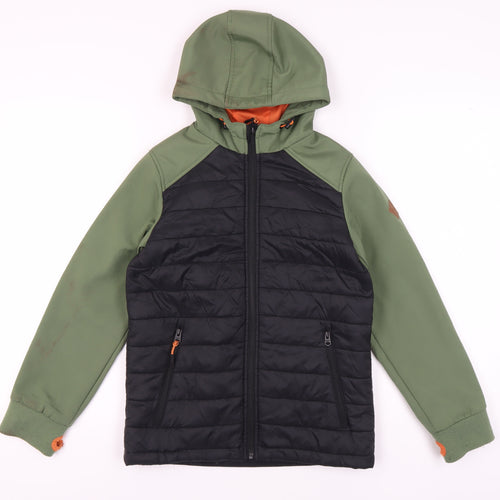 Saltrock Boys Green Puffer Jacket, 11-12 Years, Hooded, Zip