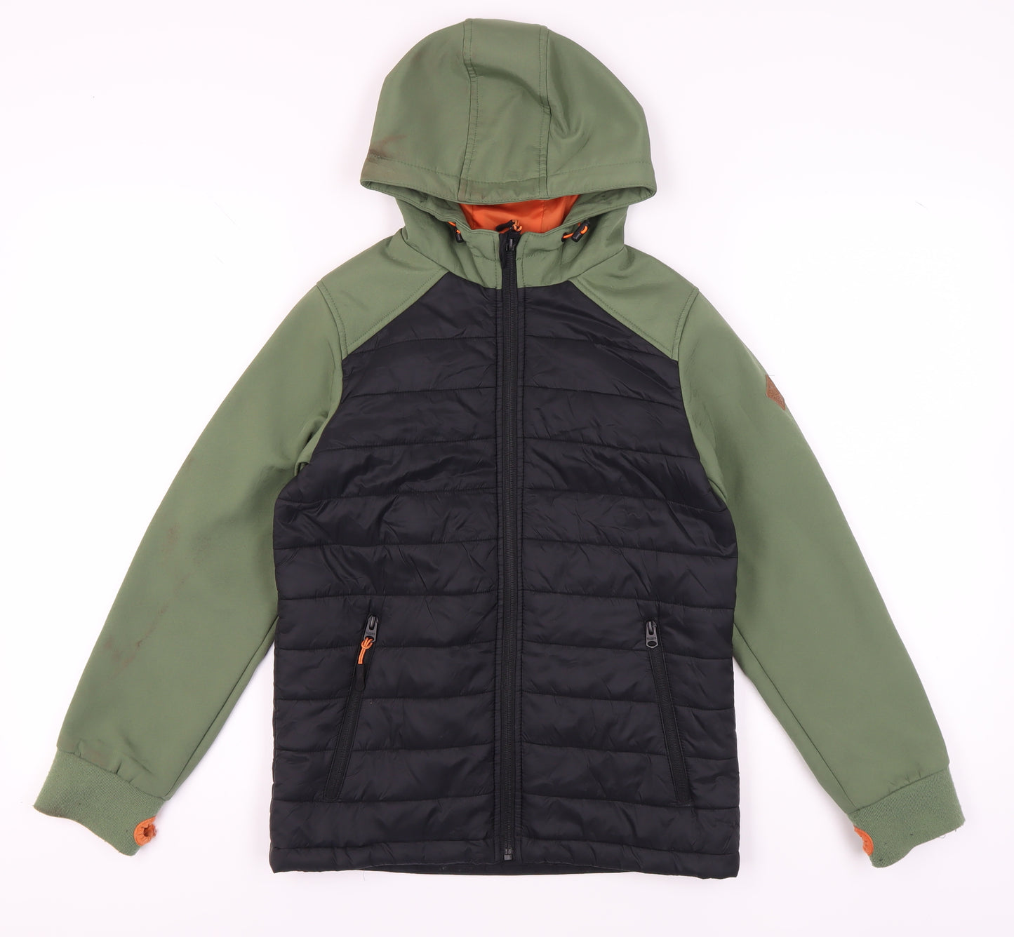 Saltrock Boys Green Puffer Jacket, 11-12 Years, Hooded, Zip