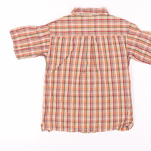 Columbia Boys Orange Plaid Button-Up Shirt 4 Years