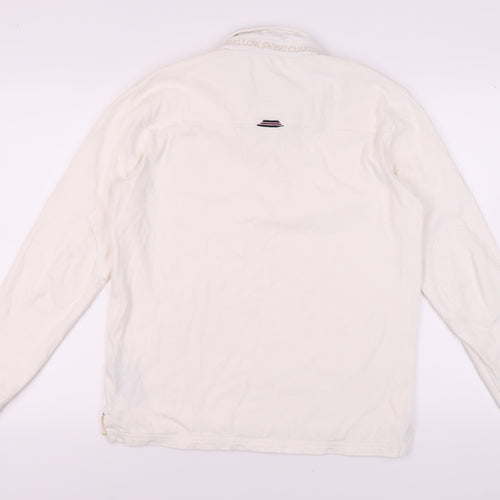 Joules Unisex Polo White M with Embroidered Rose