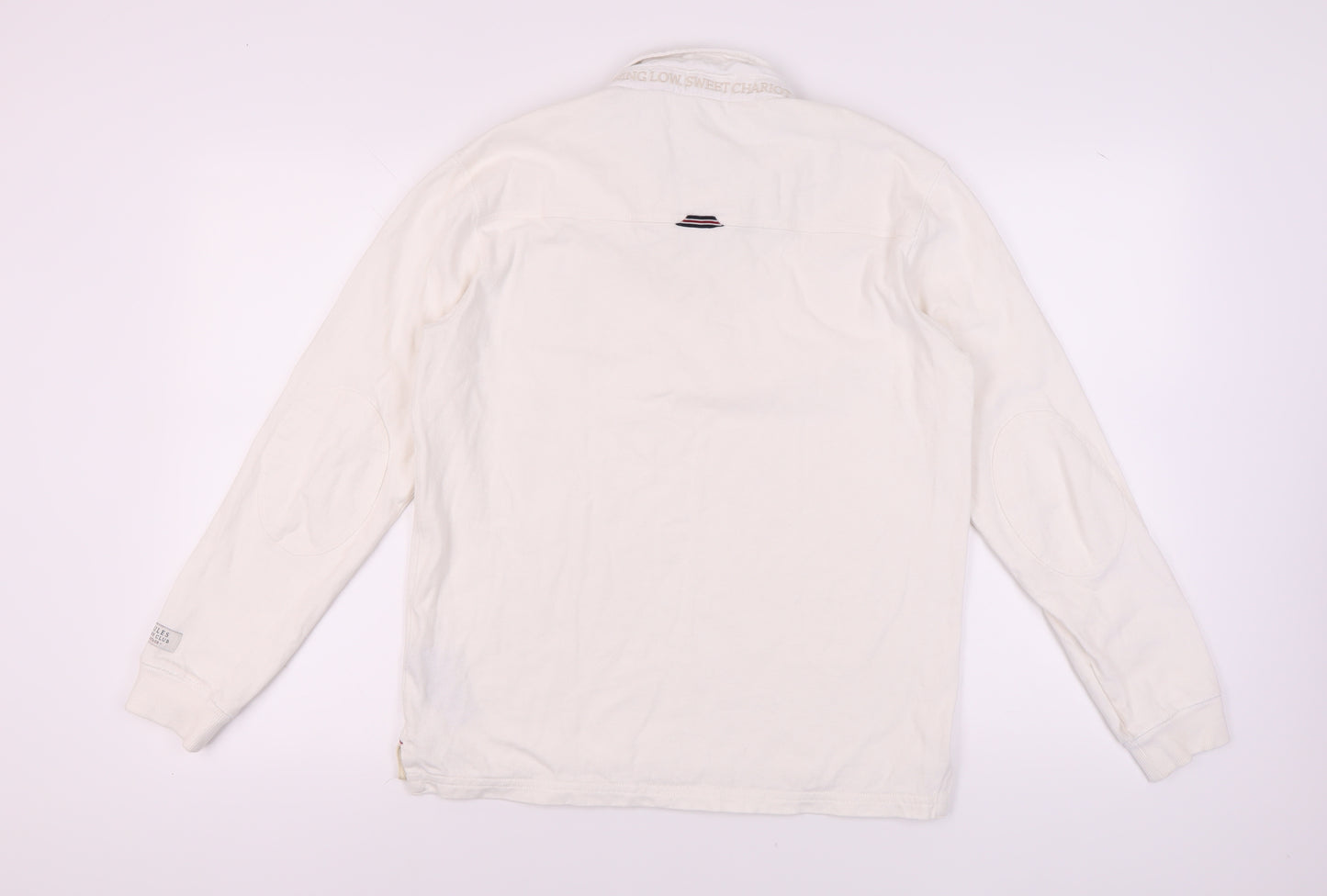 Joules Unisex Polo White M with Embroidered Rose