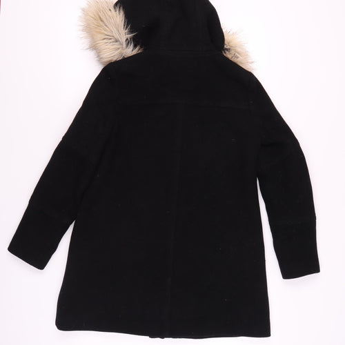 J.Crew Women’s Black Wool Parka with Fur Trim Size 2