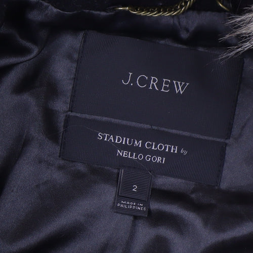 J.Crew Women’s Black Wool Parka with Fur Trim Size 2