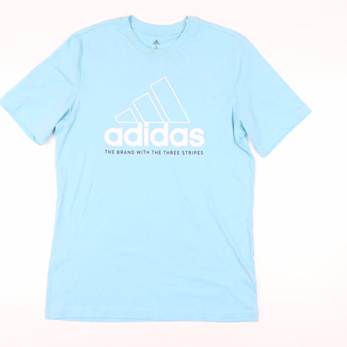 Adidas Men's Blue Graphic Print T-Shirt, Size S