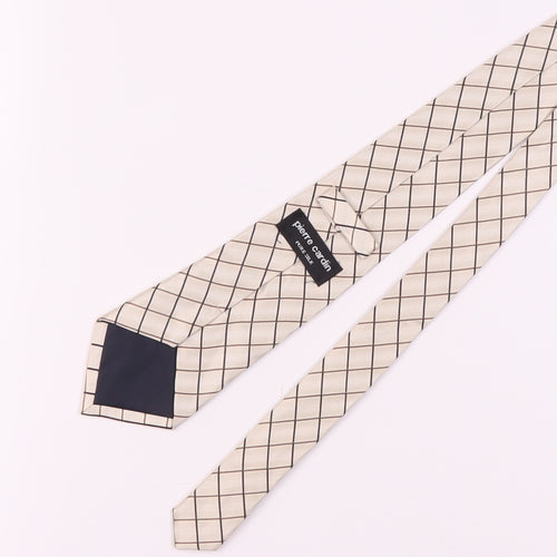Pierre Cardin Men's Beige Check Silk Tie