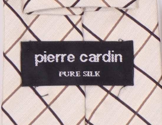 Pierre Cardin Men's Beige Check Silk Tie