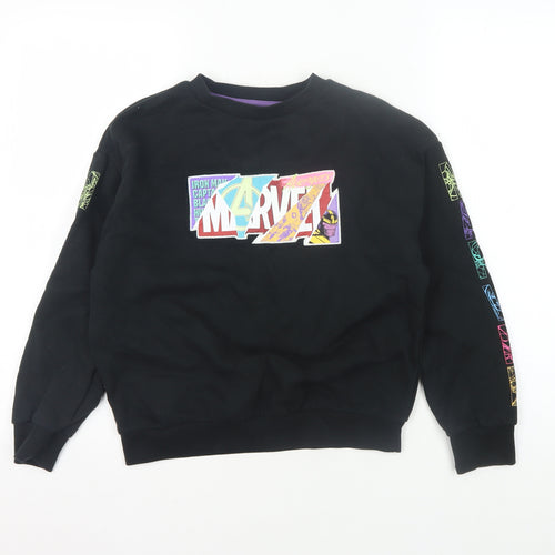 Marks and Spencer Marvel Boys Black Graphic Sweatshirt 10-11 Years