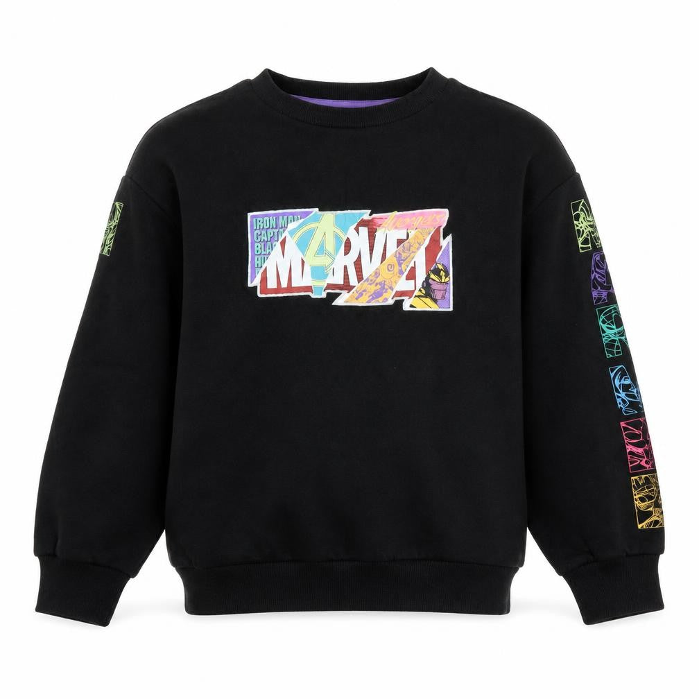 Front view of Marks & Spencer Marvel boys’ black graphic sweatshirt 10-11 years