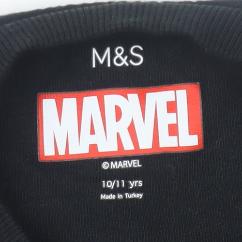 Marks and Spencer Marvel Boys Black Graphic Sweatshirt 10-11 Years