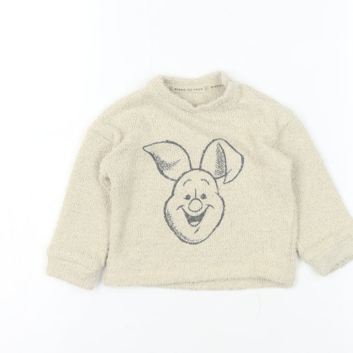Disney Baby Beige Winnie the Pooh Unisex Pullover Jumper 6-9 Months