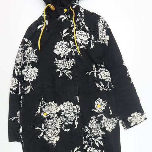 Joules Women's Black XS Floral Waterproof Rain Coat