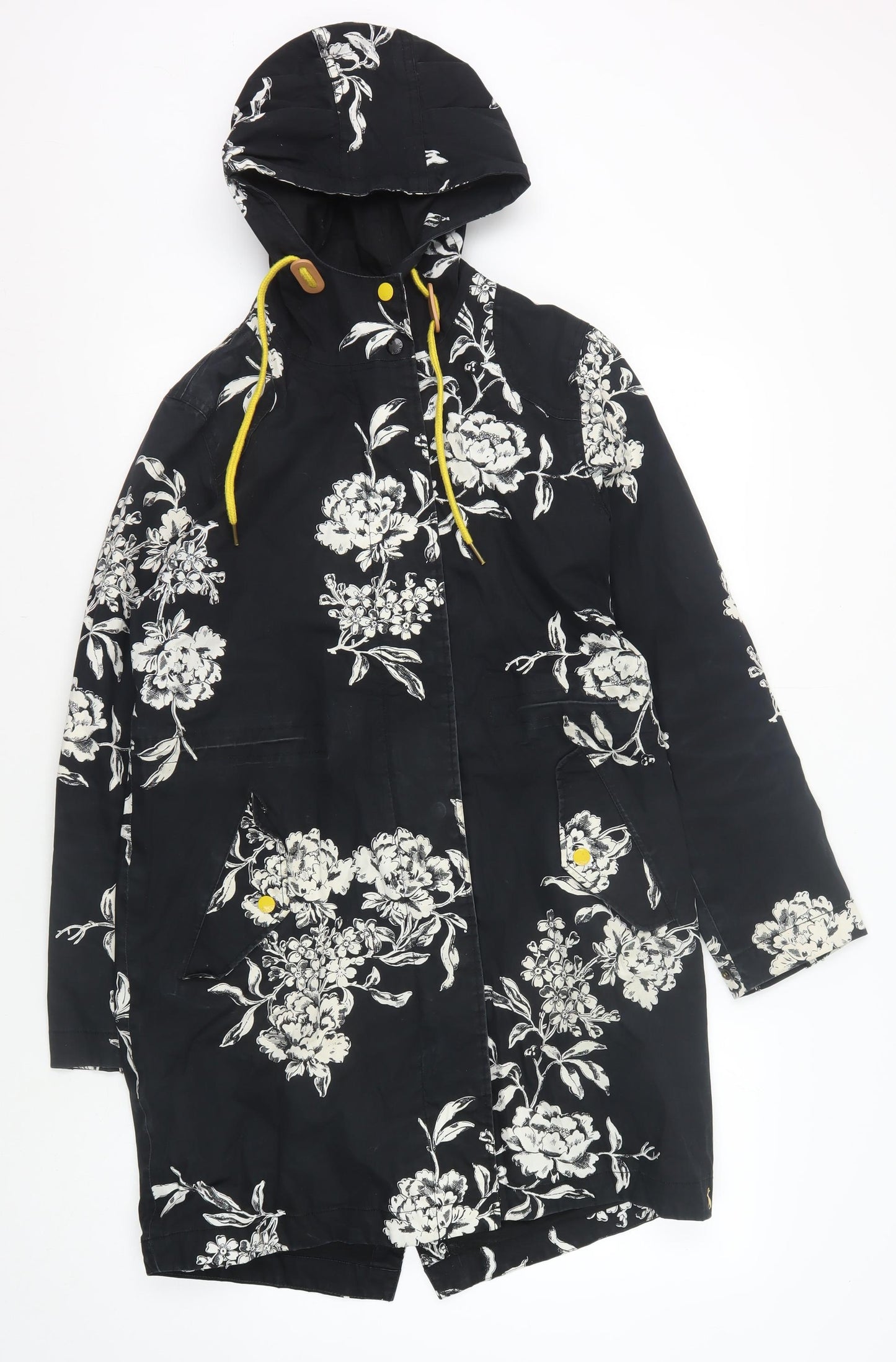 Joules Women's Black XS Floral Waterproof Rain Coat
