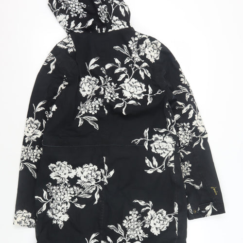 Joules Women's Black XS Floral Waterproof Rain Coat