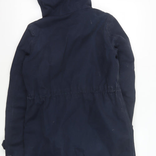 Jones Women's Blue Hooded Fur Trim Coat Size 14