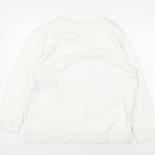 DKNY JEANS Unisex White Sweatshirt L Graphic Print