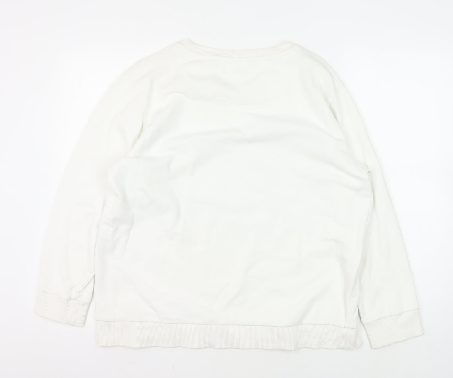 DKNY JEANS Unisex White Sweatshirt L Graphic Print