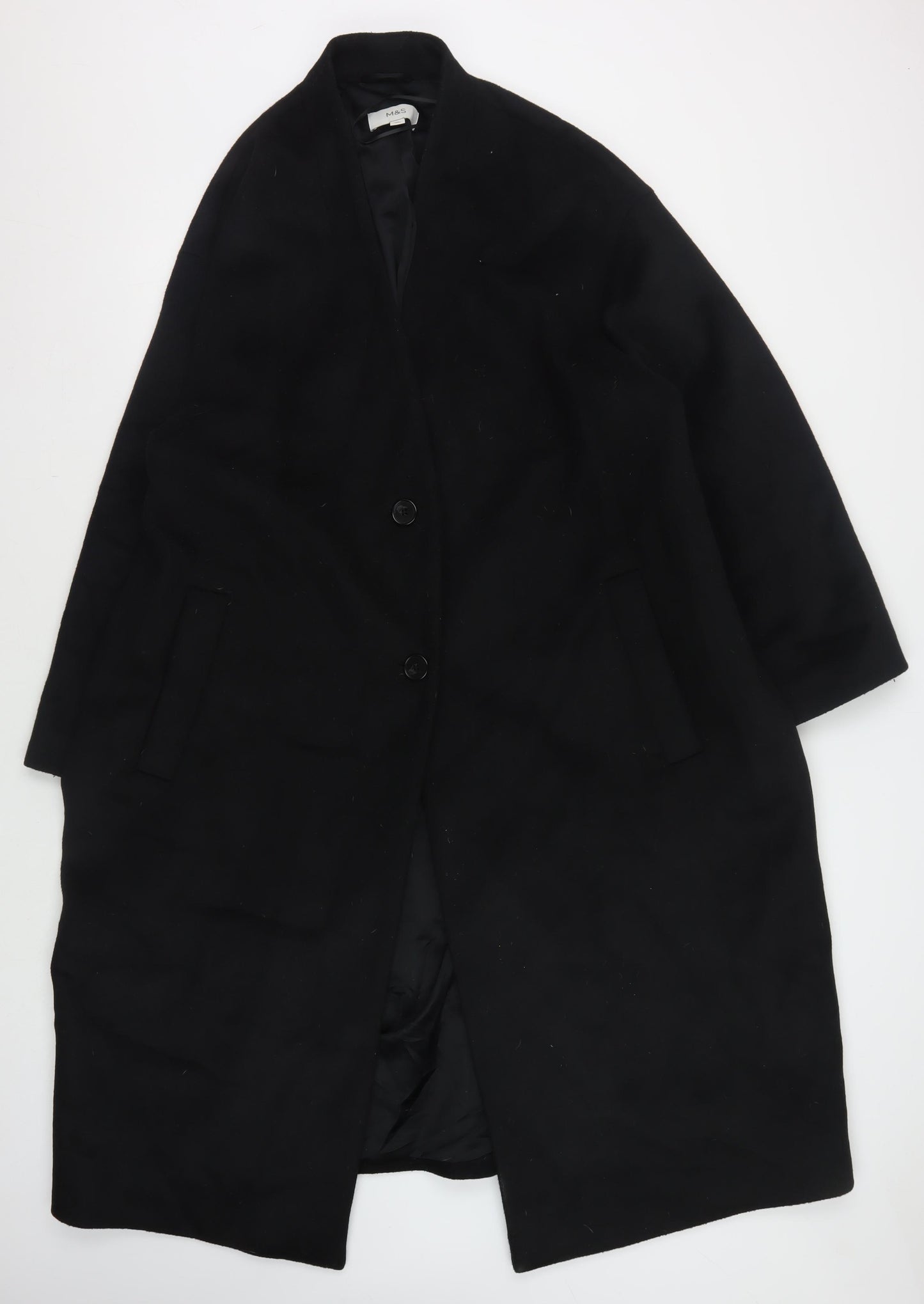 Marks & Spencer Women's Black Wool Overcoat Size 20