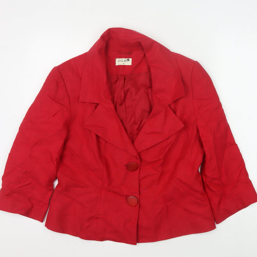 Kaliko Red Linen Blazer Jacket Women's Size M Formal
