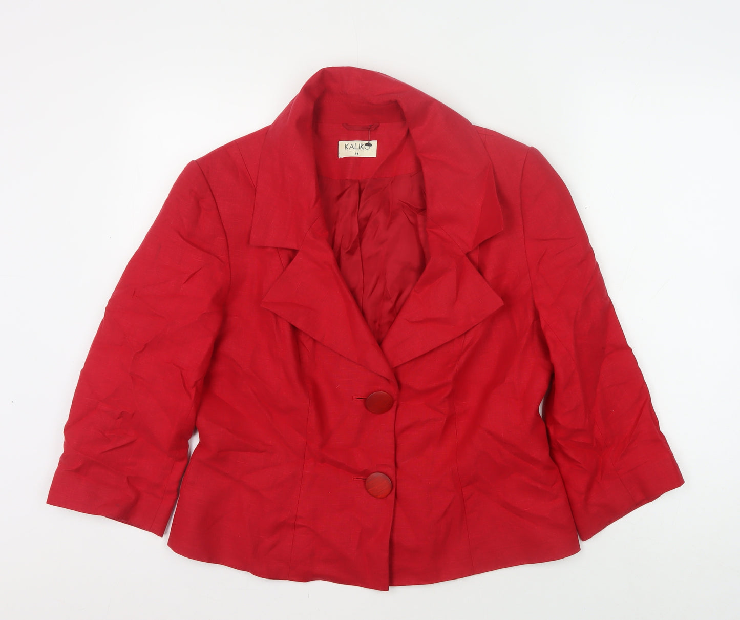 Kaliko Red Linen Blazer Jacket Women's Size M Formal